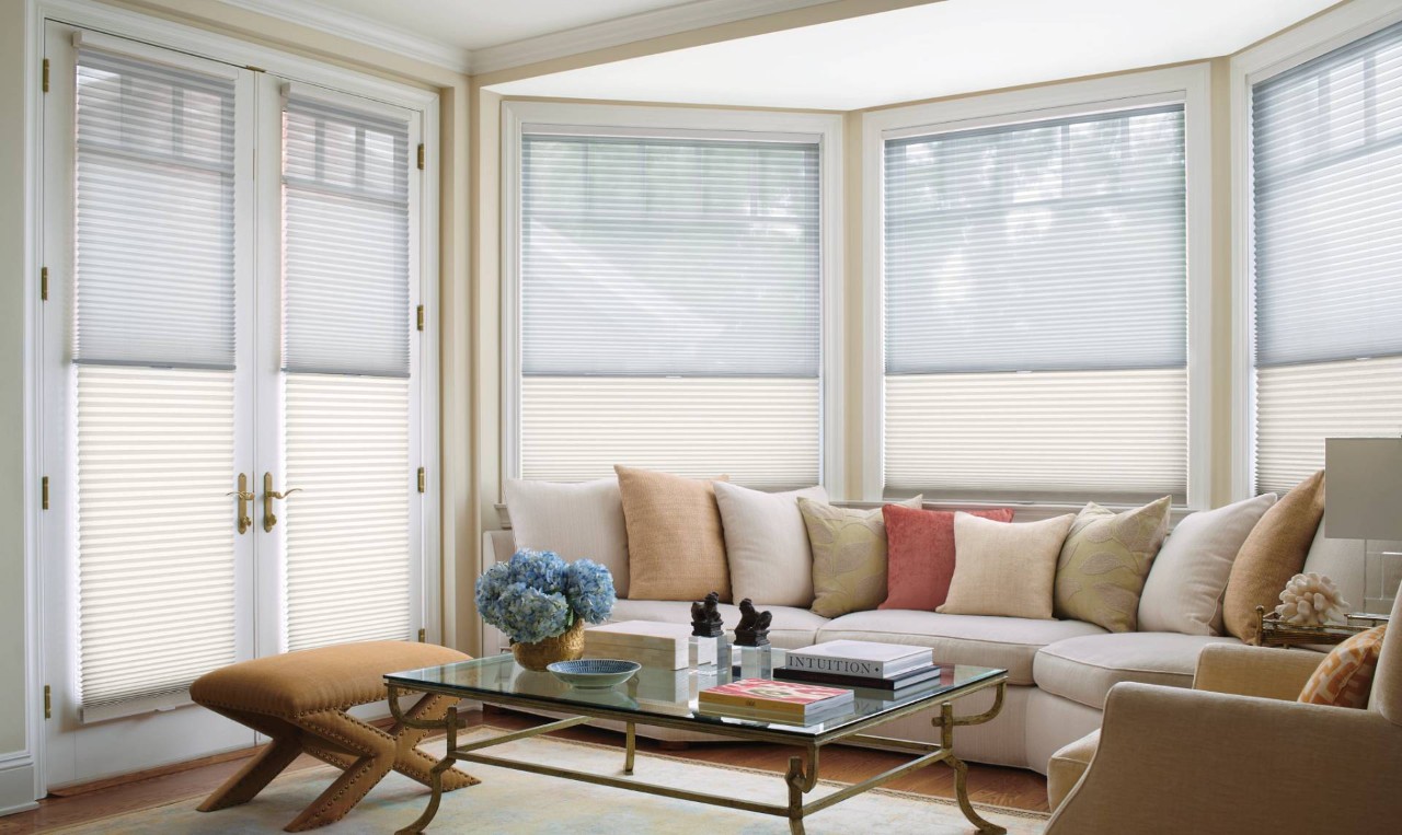Hunter Douglas cellular shades in a home near Fletcher, North Carolina