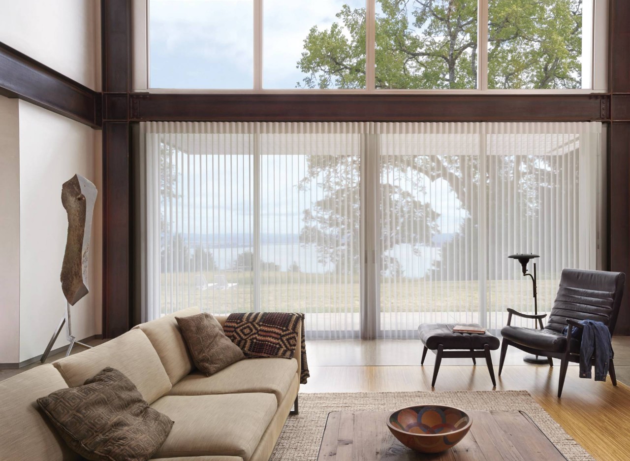 Hunter Douglas Luminette® Sheer Panels in a living room near Fletcher, NC